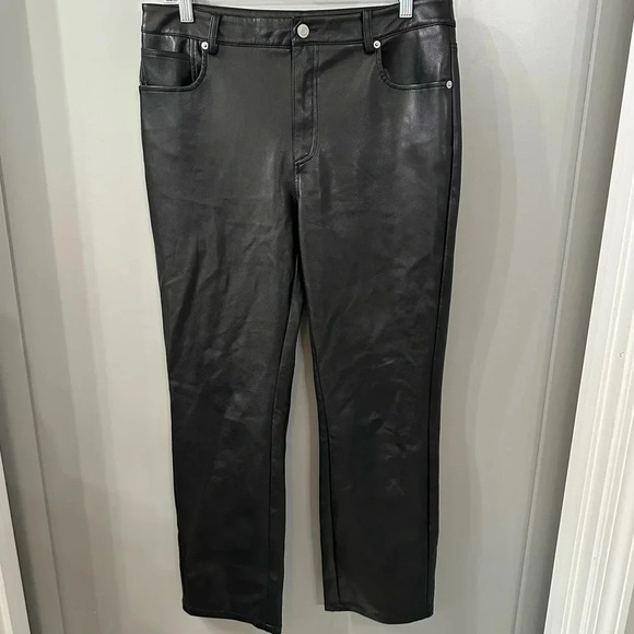 Avec Les Filles Anthropologie Lettie Straight Ankle Faux Leather Vegan Pants 6 - Picture 2 of 8